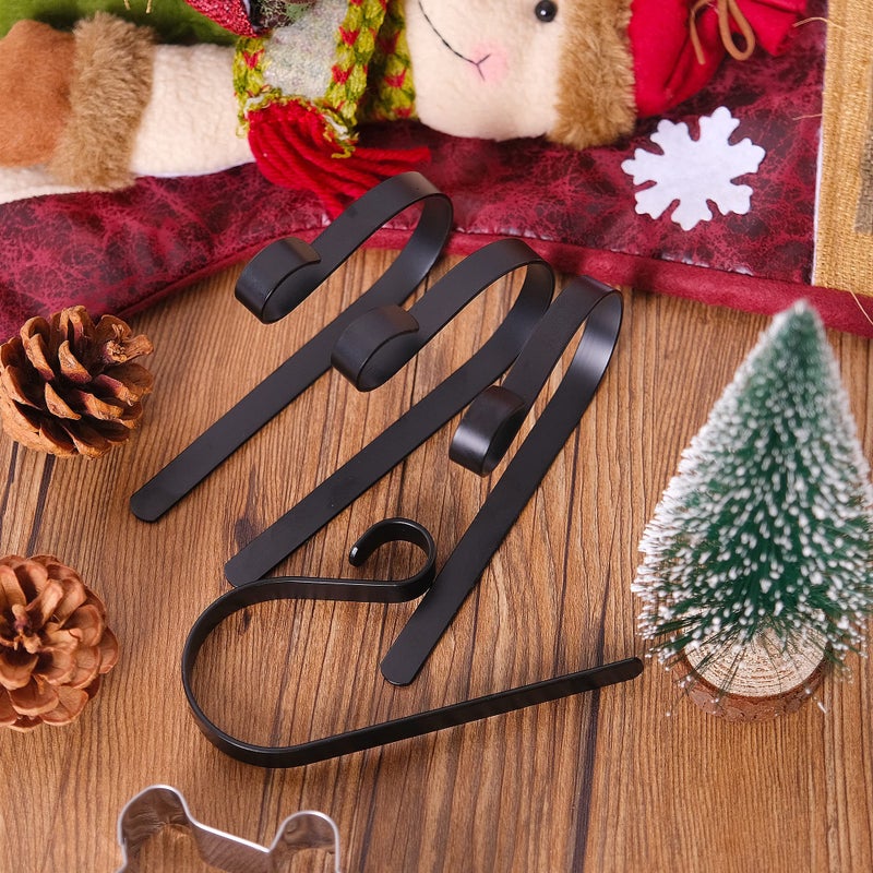 TAROSE Stocking Holders for Mantle  Christmas Stocking Holder Set of 4  Mantle Clip Fireplace Hooks Hanger for Christmas Party Decoration Supplies (Black) - Image 3